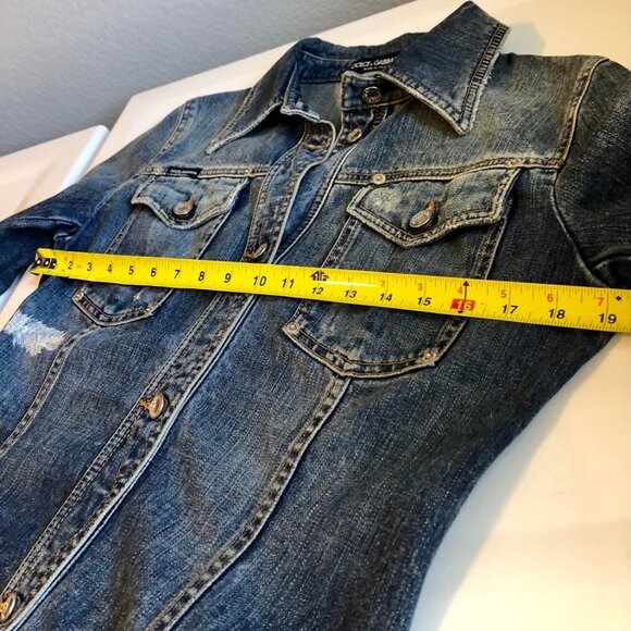 DOLCE & GABBANA Y2K Distressed Jean Jacket Leopard Gold DG Logo M MSRP $1395 - Picture 7 of 7